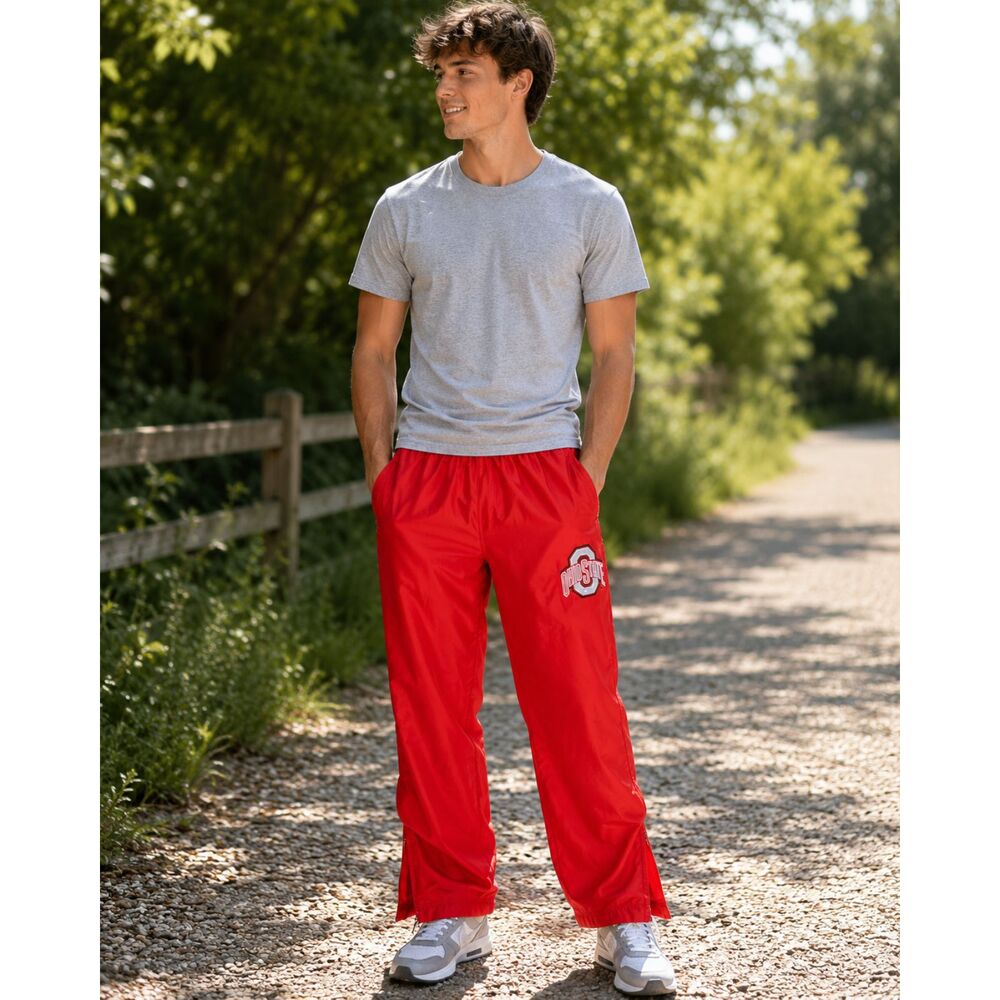 58 Sports Mens Size Large Ohio State Buckeyes Red Windbreaker Track Pants